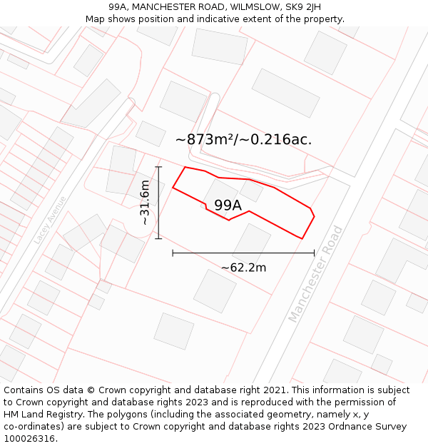 99A, MANCHESTER ROAD, WILMSLOW, SK9 2JH: Plot and title map