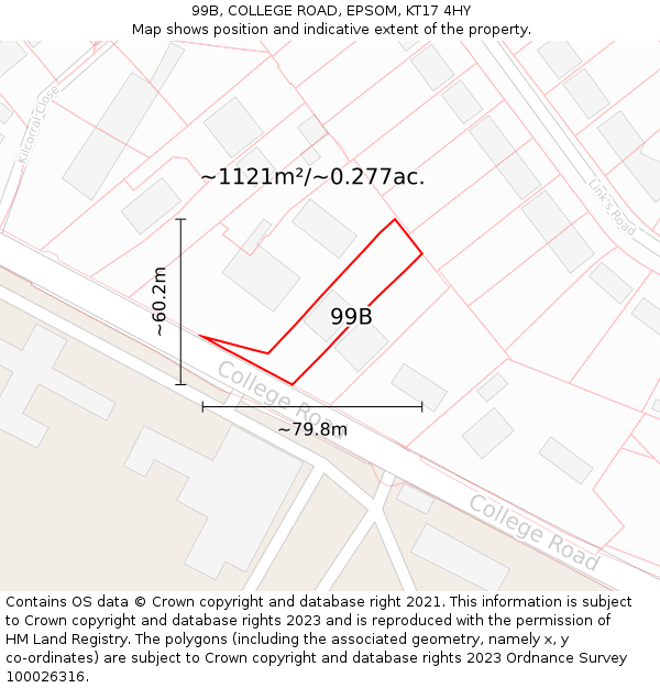 99B, COLLEGE ROAD, EPSOM, KT17 4HY: Plot and title map