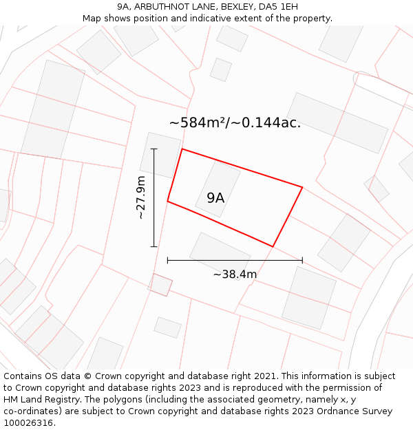 9A, ARBUTHNOT LANE, BEXLEY, DA5 1EH: Plot and title map