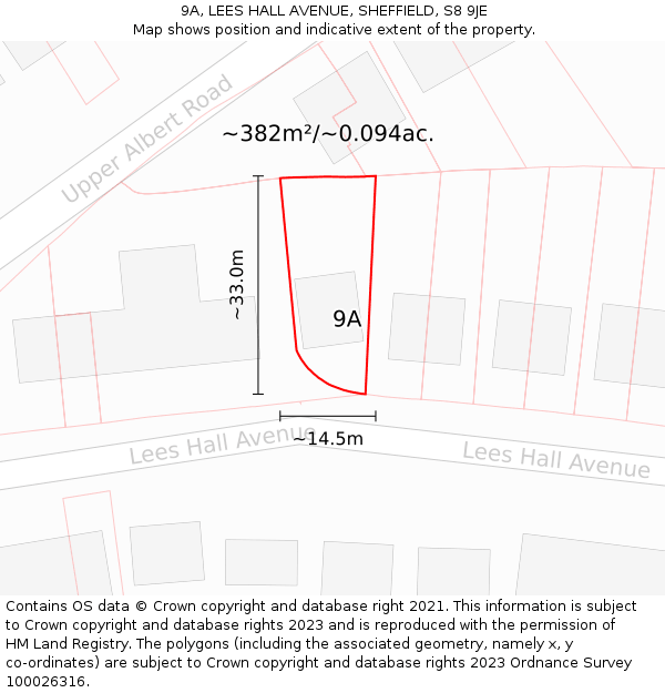 9A, LEES HALL AVENUE, SHEFFIELD, S8 9JE: Plot and title map