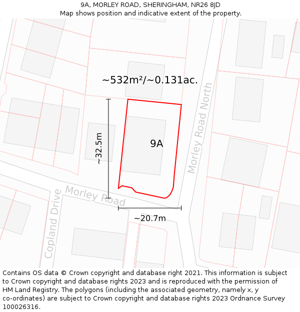 9A, MORLEY ROAD, SHERINGHAM, NR26 8JD: Plot and title map