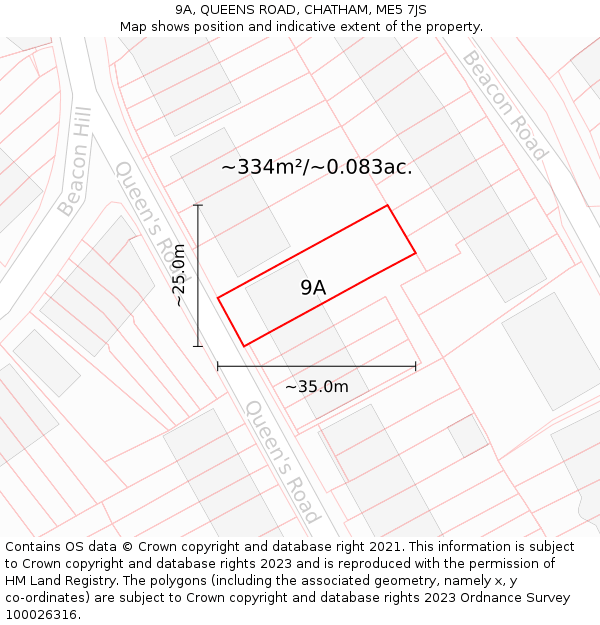 9A, QUEENS ROAD, CHATHAM, ME5 7JS: Plot and title map