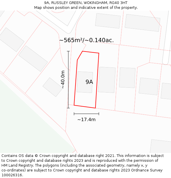 9A, RUSSLEY GREEN, WOKINGHAM, RG40 3HT: Plot and title map