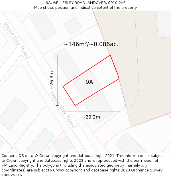 9A, WELLESLEY ROAD, ANDOVER, SP10 2HF: Plot and title map