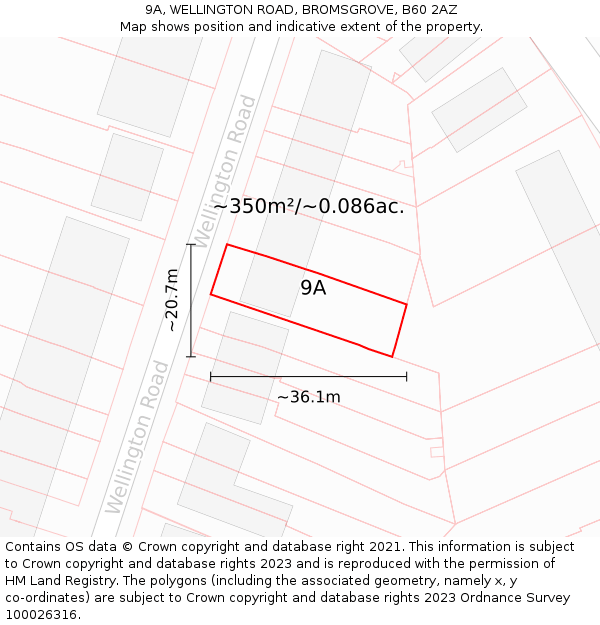 9A, WELLINGTON ROAD, BROMSGROVE, B60 2AZ: Plot and title map