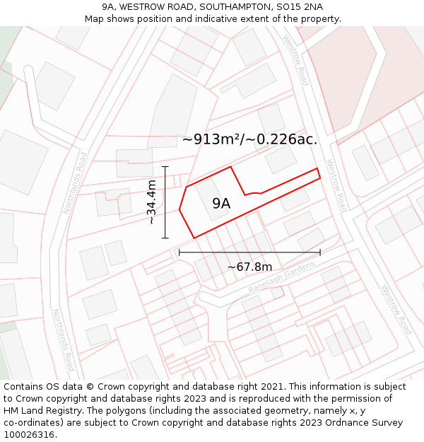 9A, WESTROW ROAD, SOUTHAMPTON, SO15 2NA: Plot and title map