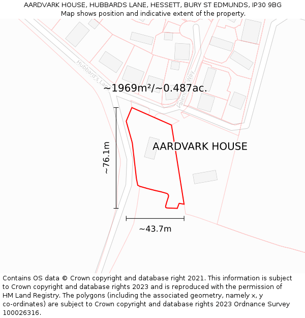 AARDVARK HOUSE, HUBBARDS LANE, HESSETT, BURY ST EDMUNDS, IP30 9BG: Plot and title map