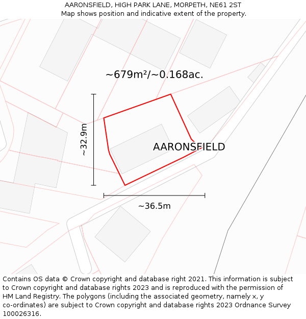 AARONSFIELD, HIGH PARK LANE, MORPETH, NE61 2ST: Plot and title map