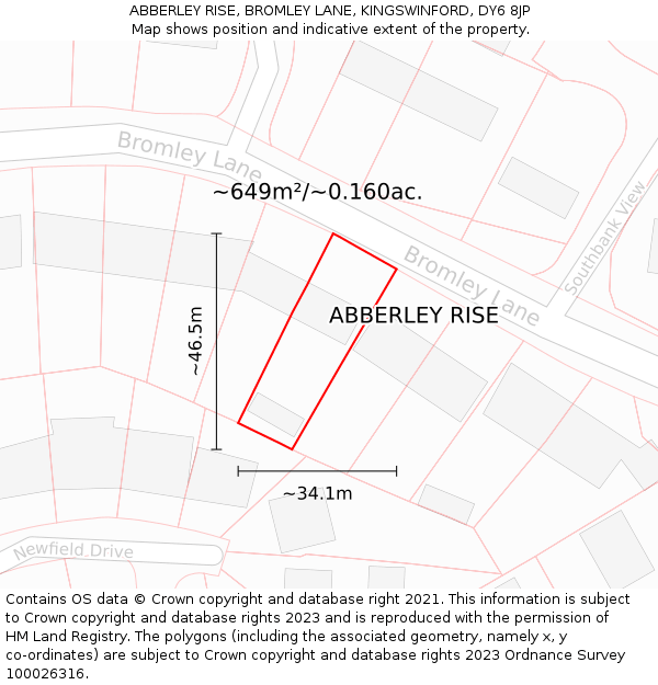 ABBERLEY RISE, BROMLEY LANE, KINGSWINFORD, DY6 8JP: Plot and title map