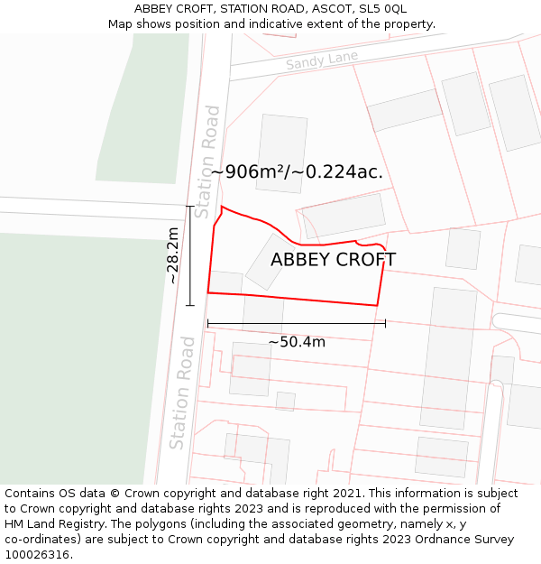 ABBEY CROFT, STATION ROAD, ASCOT, SL5 0QL: Plot and title map