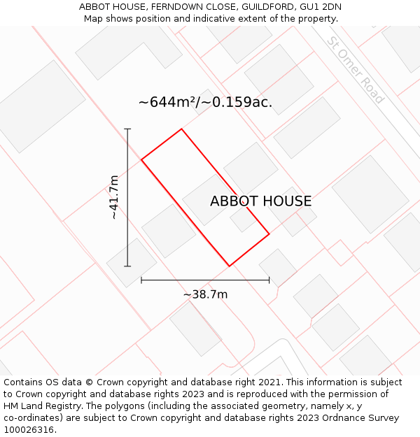 ABBOT HOUSE, FERNDOWN CLOSE, GUILDFORD, GU1 2DN: Plot and title map