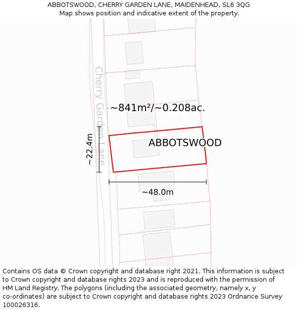 ABBOTSWOOD, CHERRY GARDEN LANE, MAIDENHEAD, SL6 3QG: Plot and title map