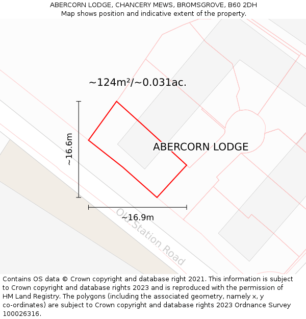 ABERCORN LODGE, CHANCERY MEWS, BROMSGROVE, B60 2DH: Plot and title map