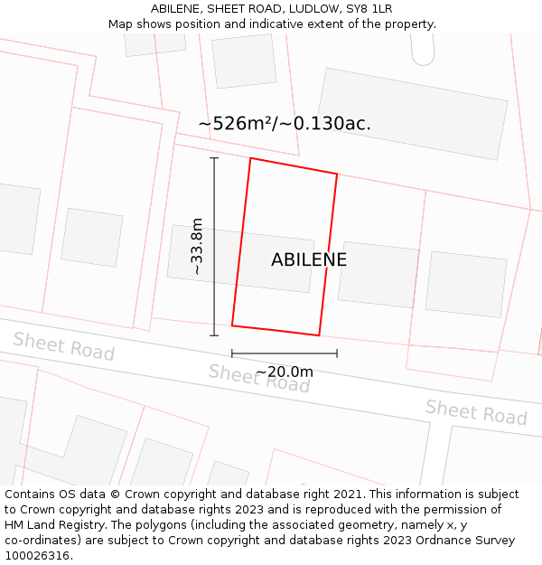 ABILENE, SHEET ROAD, LUDLOW, SY8 1LR: Plot and title map