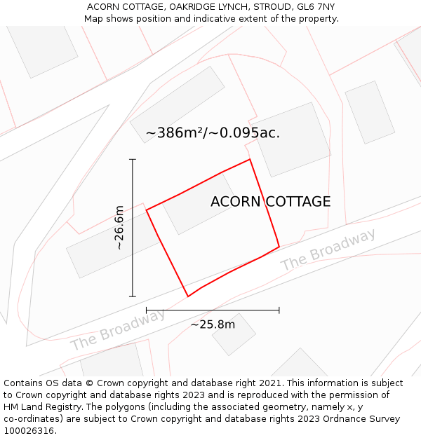 ACORN COTTAGE, OAKRIDGE LYNCH, STROUD, GL6 7NY: Plot and title map