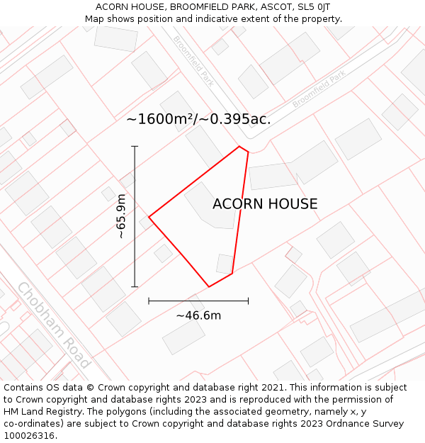 ACORN HOUSE, BROOMFIELD PARK, ASCOT, SL5 0JT: Plot and title map