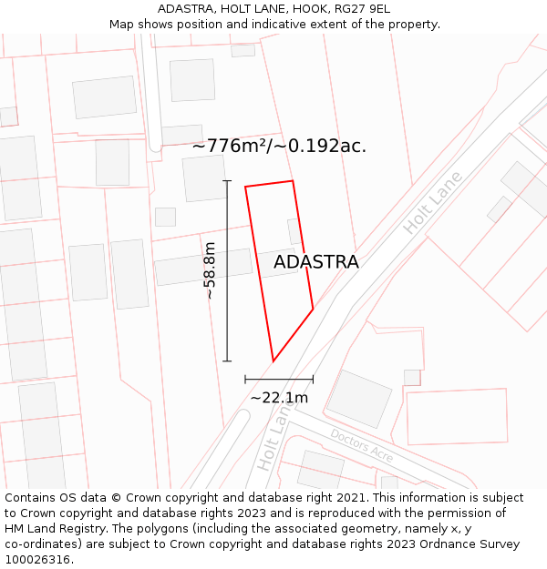 ADASTRA, HOLT LANE, HOOK, RG27 9EL: Plot and title map