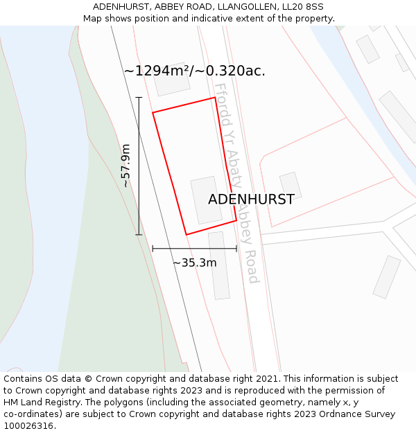 ADENHURST, ABBEY ROAD, LLANGOLLEN, LL20 8SS: Plot and title map