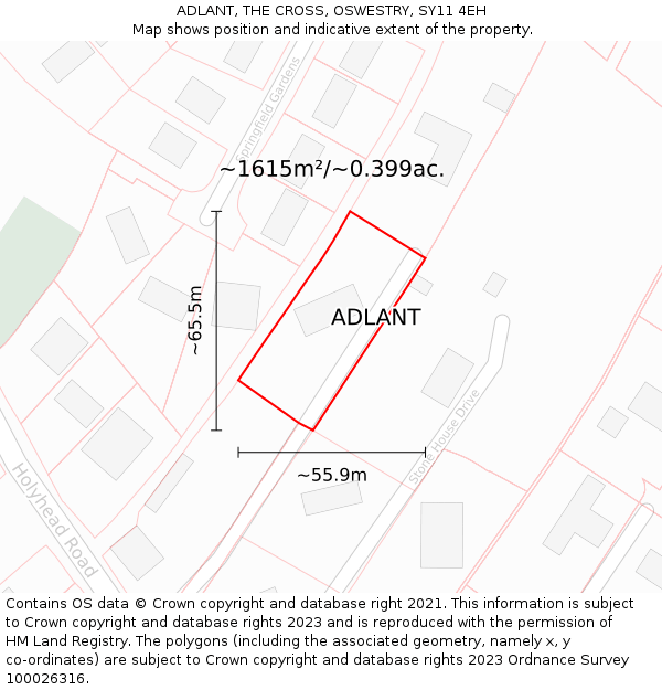 ADLANT, THE CROSS, OSWESTRY, SY11 4EH: Plot and title map