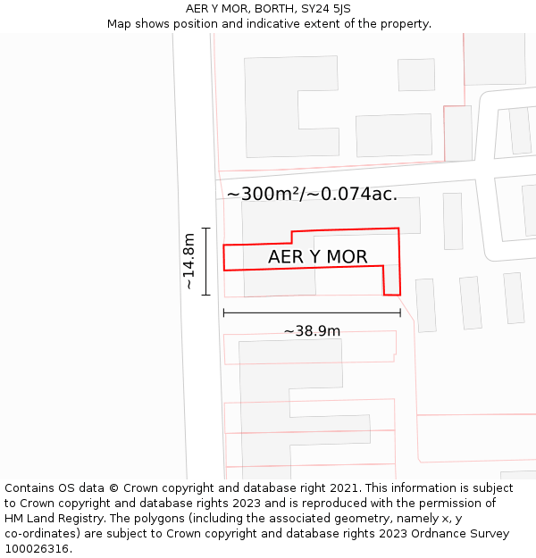 AER Y MOR, BORTH, SY24 5JS: Plot and title map