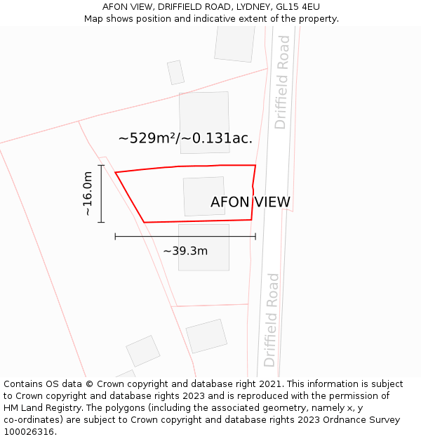 AFON VIEW, DRIFFIELD ROAD, LYDNEY, GL15 4EU: Plot and title map