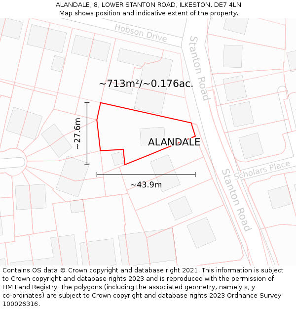 ALANDALE, 8, LOWER STANTON ROAD, ILKESTON, DE7 4LN: Plot and title map