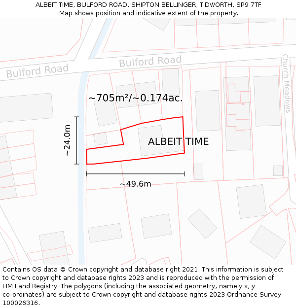 ALBEIT TIME, BULFORD ROAD, SHIPTON BELLINGER, TIDWORTH, SP9 7TF: Plot and title map