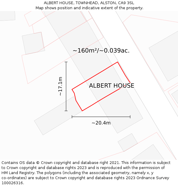 ALBERT HOUSE, TOWNHEAD, ALSTON, CA9 3SL: Plot and title map