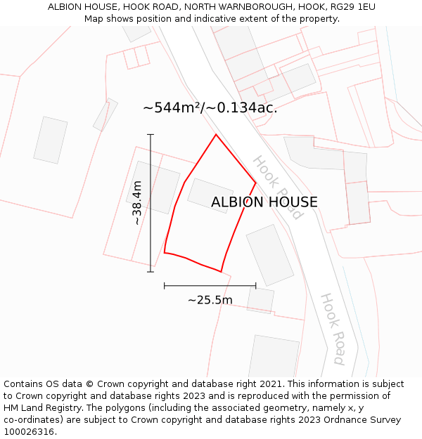 ALBION HOUSE, HOOK ROAD, NORTH WARNBOROUGH, HOOK, RG29 1EU: Plot and title map