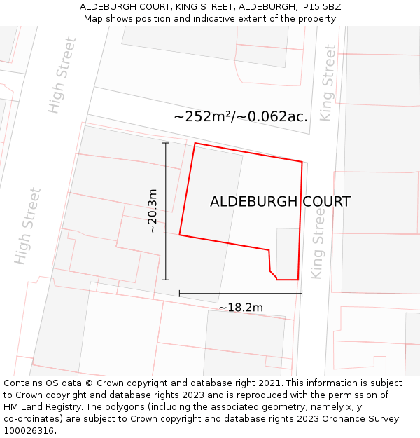 ALDEBURGH COURT, KING STREET, ALDEBURGH, IP15 5BZ: Plot and title map