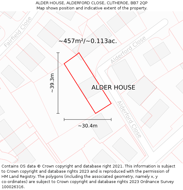 ALDER HOUSE, ALDERFORD CLOSE, CLITHEROE, BB7 2QP: Plot and title map