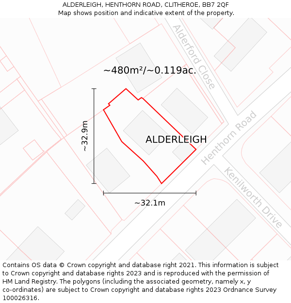 ALDERLEIGH, HENTHORN ROAD, CLITHEROE, BB7 2QF: Plot and title map