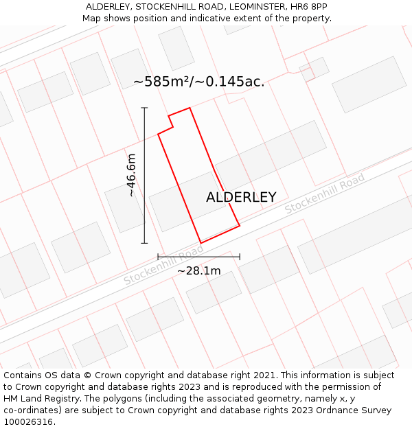 ALDERLEY, STOCKENHILL ROAD, LEOMINSTER, HR6 8PP: Plot and title map