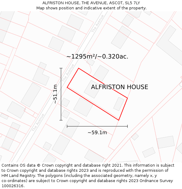 ALFRISTON HOUSE, THE AVENUE, ASCOT, SL5 7LY: Plot and title map