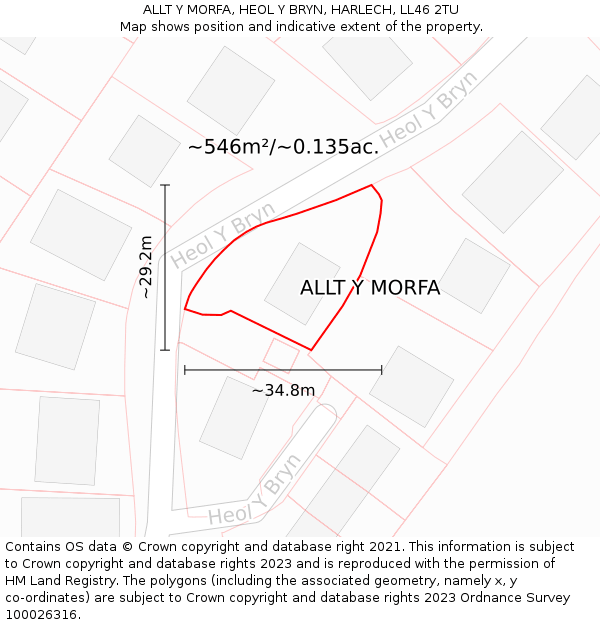 ALLT Y MORFA, HEOL Y BRYN, HARLECH, LL46 2TU: Plot and title map