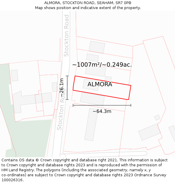 ALMORA, STOCKTON ROAD, SEAHAM, SR7 0PB: Plot and title map