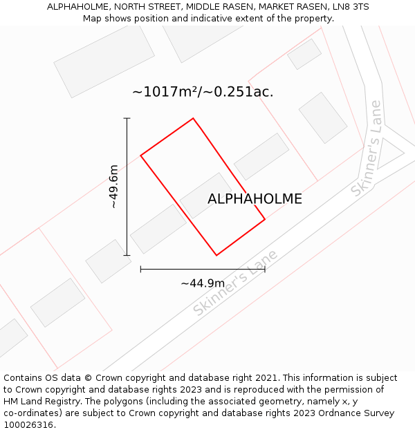 ALPHAHOLME, NORTH STREET, MIDDLE RASEN, MARKET RASEN, LN8 3TS: Plot and title map