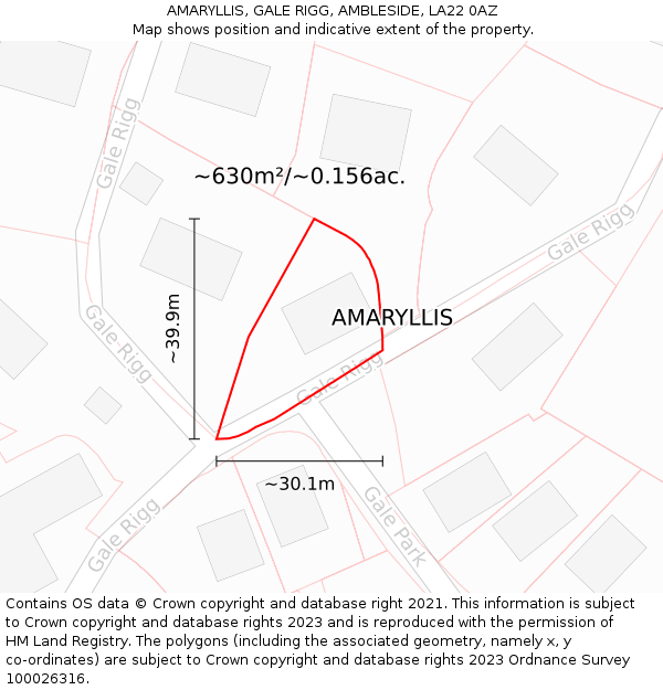 AMARYLLIS, GALE RIGG, AMBLESIDE, LA22 0AZ: Plot and title map