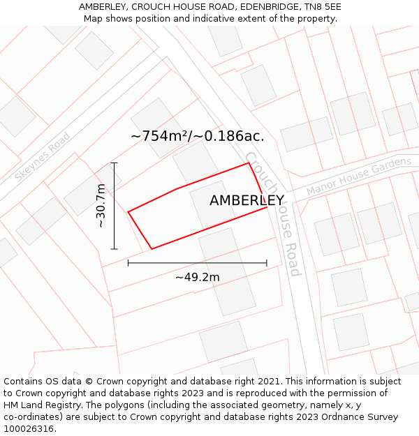 AMBERLEY, CROUCH HOUSE ROAD, EDENBRIDGE, TN8 5EE: Plot and title map