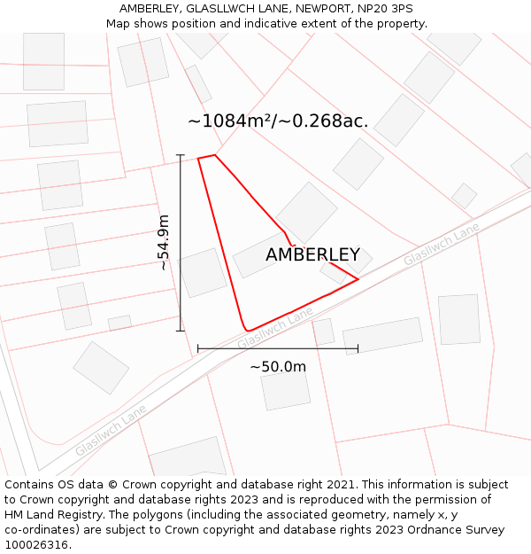 AMBERLEY, GLASLLWCH LANE, NEWPORT, NP20 3PS: Plot and title map