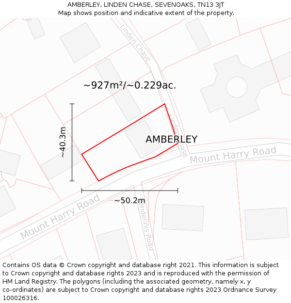 AMBERLEY, LINDEN CHASE, SEVENOAKS, TN13 3JT: Plot and title map