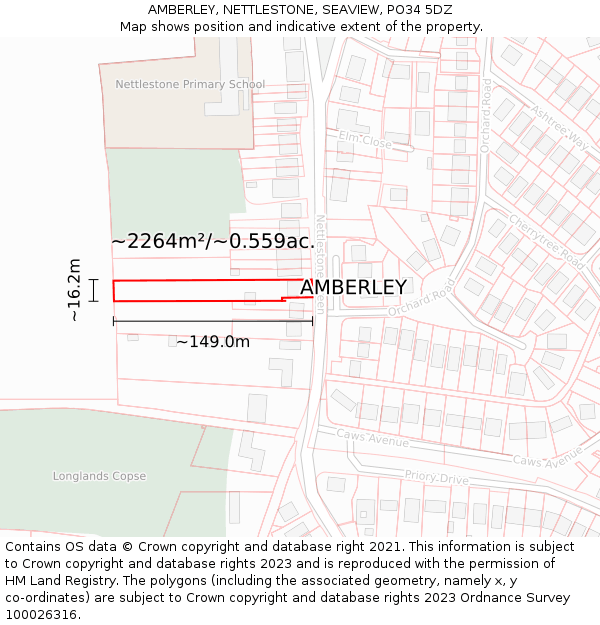 AMBERLEY, NETTLESTONE, SEAVIEW, PO34 5DZ: Plot and title map