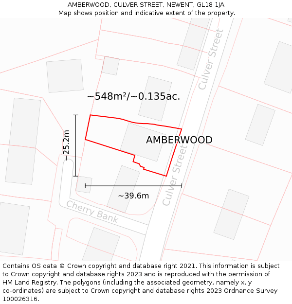 AMBERWOOD, CULVER STREET, NEWENT, GL18 1JA: Plot and title map