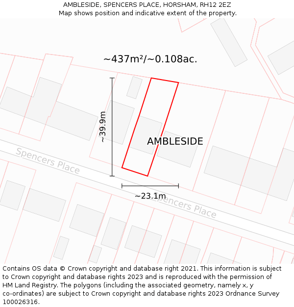 AMBLESIDE, SPENCERS PLACE, HORSHAM, RH12 2EZ: Plot and title map