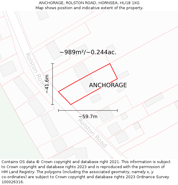ANCHORAGE, ROLSTON ROAD, HORNSEA, HU18 1XG: Plot and title map