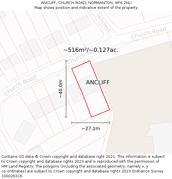 ANCLIFF, CHURCH ROAD, NORMANTON, WF6 2NU: Plot and title map