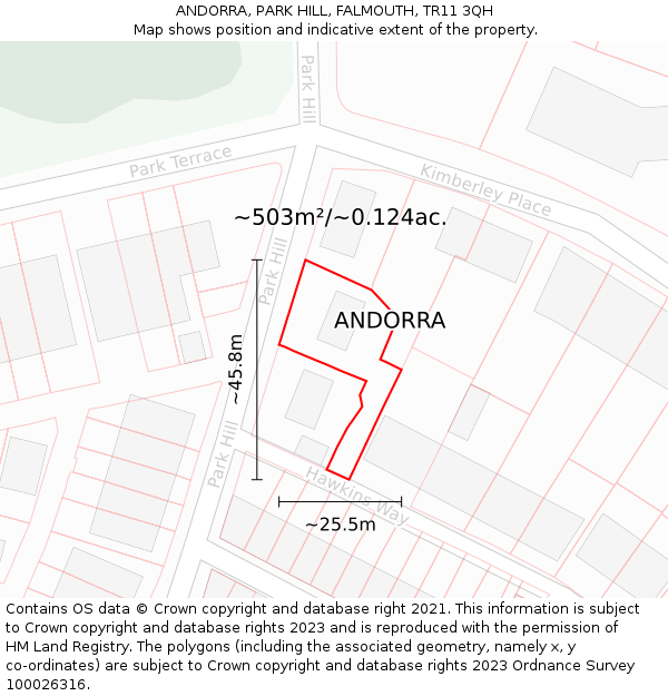 ANDORRA, PARK HILL, FALMOUTH, TR11 3QH: Plot and title map