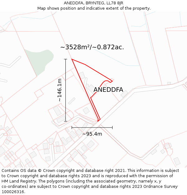 ANEDDFA, BRYNTEG, LL78 8JR: Plot and title map