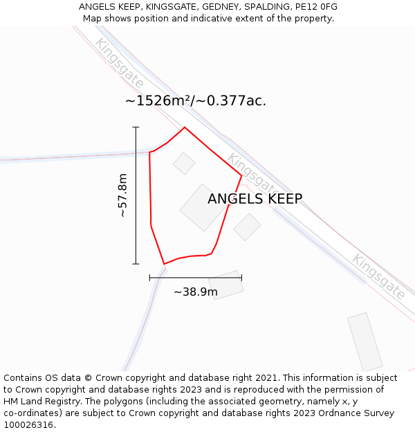 ANGELS KEEP, KINGSGATE, GEDNEY, SPALDING, PE12 0FG: Plot and title map