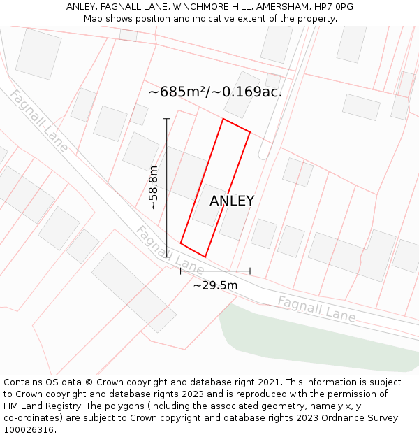 ANLEY, FAGNALL LANE, WINCHMORE HILL, AMERSHAM, HP7 0PG: Plot and title map